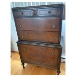 VINTAGE CHEST ON CHEST 5 DRAWER DRESSER