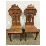 PAIR OF ANTIQUE VICTORIAN HALL CHAIRS