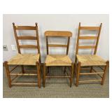 3 WOVEN BOTTOM CHAIRS - 2 SIBLEY STYLE
