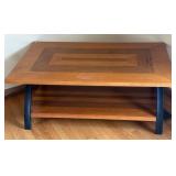 COMPOSITE AND METAL COFFEE TABLE WITH WOOD VENEER