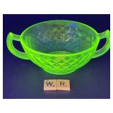 VINTAGE DOUBLE HANDLED URANIUM SUGAR BOWL
