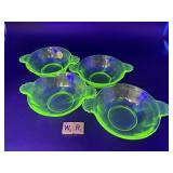 4 VINTAGE URANIUM BOWLS