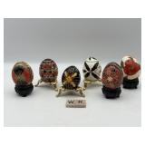 6 HAND PAINTED REAL EGGS