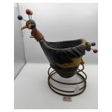 RESIN SPRING HELD FLOWER POT