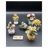 FRANKLIN 6 PORCELAIN  MINIATURE FLOWERS OF YEAR