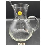 MODERN GLASS DRINK PITCHER WITH STIRSTICK