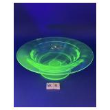 VINTAGE URANIUM DEPRESSION GLASS FOOTED BOWL