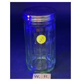 VINTAGE GREEN RIBBED URANIUM SUGAR SHAKER