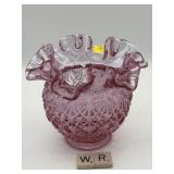 FENTON PINK RUFFLED EDGE DISH