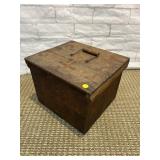 ANTIQUE COVERED WOODEN BOX