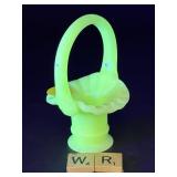 VINTAGE FENTON URNIUM SMALL GLASS BASKET