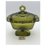 INDIANA GLASS  RECTANGULAR COVERED CANDY BOWL