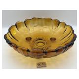 VINTAGE AMBER GLASS FOOTED BOWL