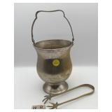 SILVER PLATED ICE BUKET WITH TONGS