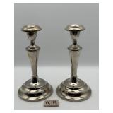 PAIR OF SILVER PLATED CANDLE HOLDERS