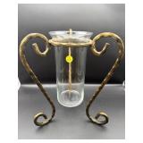 MODERN METAL AND GLASS VASE