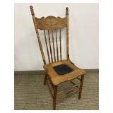LEATHER BOTTOMED PRESSED BACK CHAIR