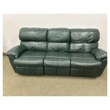 GREEEN LEATHER RECLINING SOFA