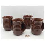 4 DENNIS EAST BROWN COFFEE MUGS
