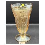 CARNIVAL GLASS  IRIS AND HERRING BONE VASE