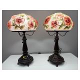 2 MODERN BEDROOOM LAMPS WITH GLASS SHADES