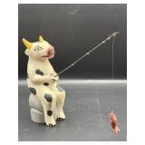 FOLK ART FISHING COW