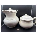 2 COVERED CERAMIC PIECES