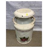 WHITE PAINTED MILK JUG WITH FLOWER STENCIL