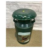 GREEN STENCILED METAL MILK JUG