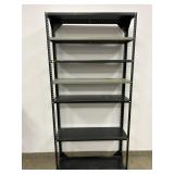 METAL STORAGE SHELVES, ONE SHELF HAS PAINT LOSS
