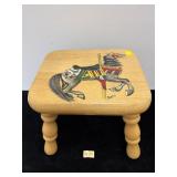 HAND PAINTED FOOT STOOL WITH HORSE PICTURES