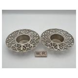 PAIR OF SILVER PLATED TEA LITE HOLDERS