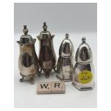 2 SETS SILVER PLATED SALT AND PEPPER