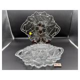 2 VINTAGE GLASS CHRISTMAS PLATTERS