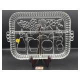 VINTAGE PRESSED GLASS DIVIDED DISH