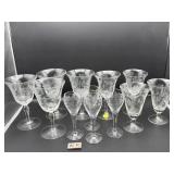 SELECTION OF VINTAGE ETCHED GLASSWARE