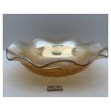 CARNIVAL GLASS IRIS AND HERRING BONE BOWL