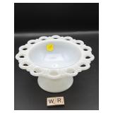 MILK GLASS PEDESTAL BOWL