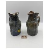 2 POTTERY ROOSTER CREAMERS