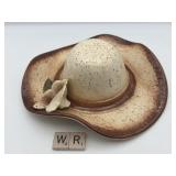 VINTAGE SIGNED POTTERY SUN HAT WALL HANGING