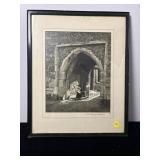 FRAMED BLACK AND WHITE PICTURE TITLED OLD GATEWAY