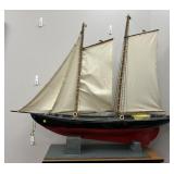 VINTAGE HANDMADE WOODEN SAILBOAT MODEL