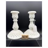 PAIR OF FETON HOBNAIL CANDLE STICK HOLDERS