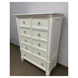 MODERN WHITE HIGH BOY 5 DRAWER DESSER