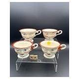 4 1950'S WINKING FACE TEA CUPS