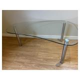 GLASS TOP 3 LEGGED COFFEE TABLE