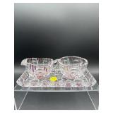 VINTAGE GLASS CREAM AND SUGAR + TRAY