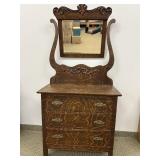 ANTIQUE DRESSER WITH MIRROR OAK