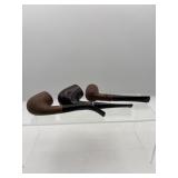 3 VINTAGE SMOKING PIPES - USED