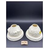 2 BISQUE TEA LIGHT CANDLE HOLDERS
